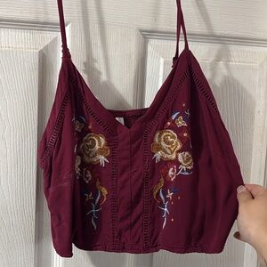 Embroidered Burgundy Top